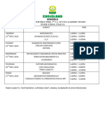 Year 10 2ND C.A Time Table For First Term. 2023