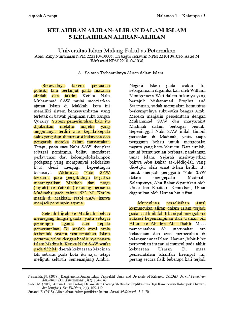 Perbedaan Aliran Agama Islam