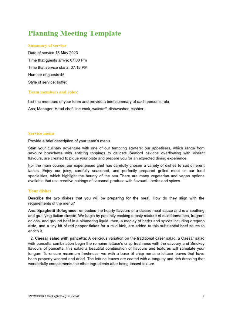 SITHCCC043 Planning Meeting Template (Aman) PDF