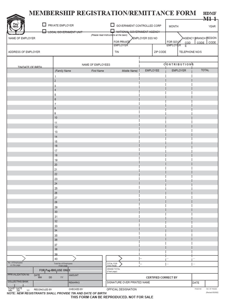 HDMF Membership Registration Form M1-1 | PDF | Employment | Taxes