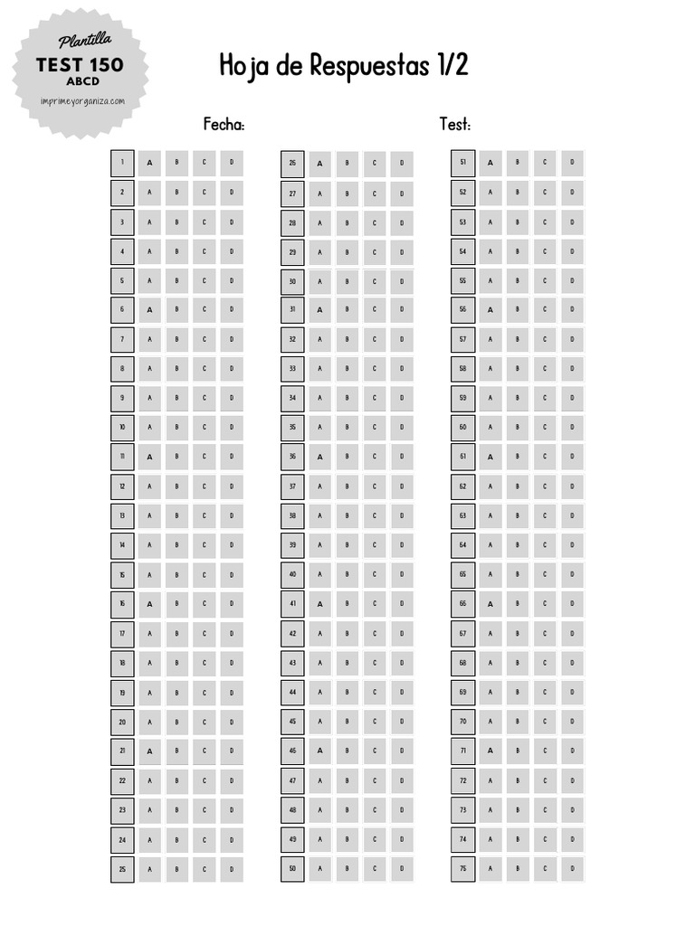Test 150 : Questions ABCD | PDF