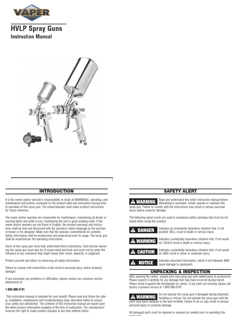 H827W Spray Gun Instruction Manual | PDF | Materials