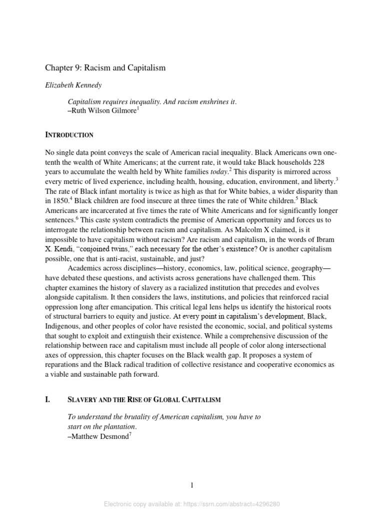 Racism and Capitalism | PDF | Slavery | Slavery In The United States
