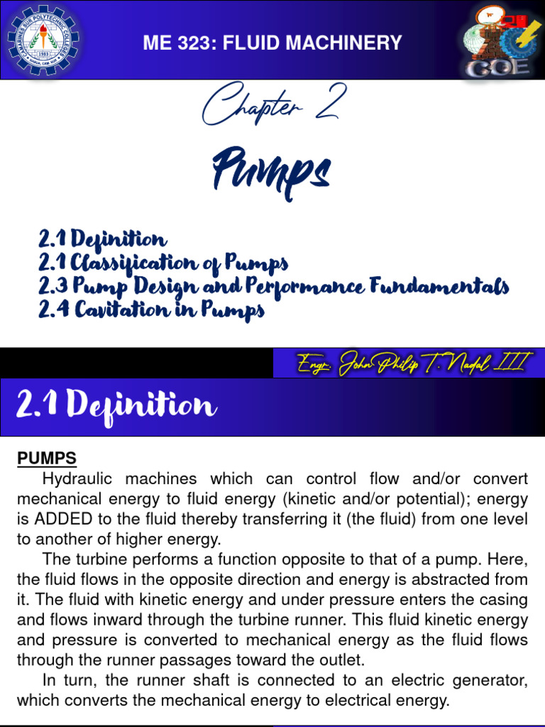 Chapter 2 Pumps PDF Pump Pressure