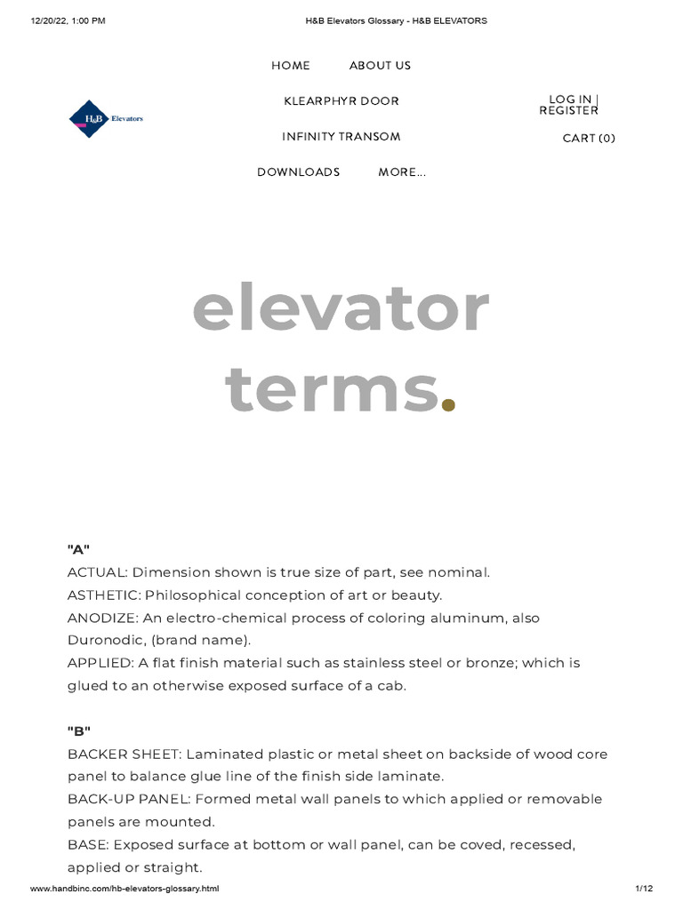 Elevator Terms Dictionary PDF Elevator Door