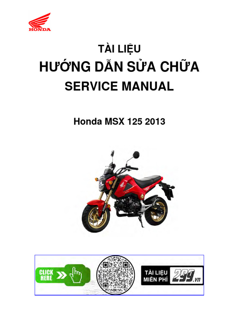 MSX 125 2013 Service Manual Guide | PDF | Screw | Nut (Hardware)
