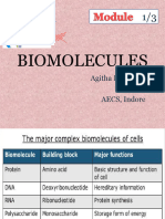 Biomolecules: Agitha R. Menon PGT AECS, Indore