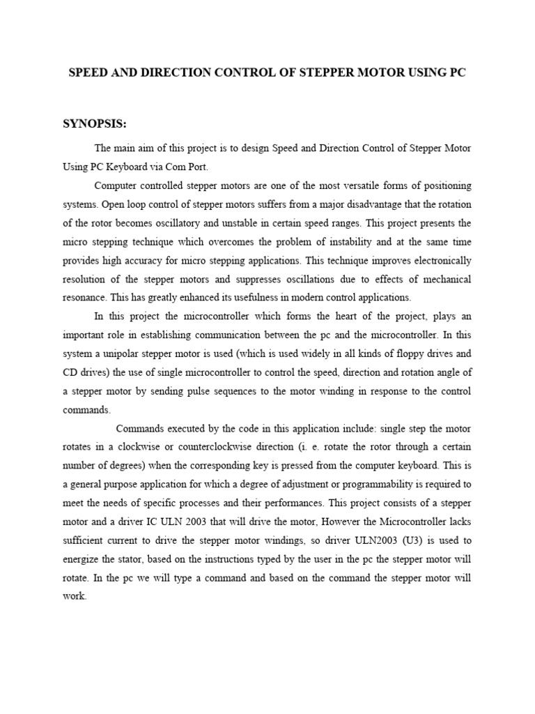55 speed and direction control of stepper motor using pc pdf