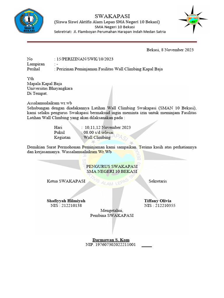 Surat Izin Wall Climbing Copy 3 | PDF
