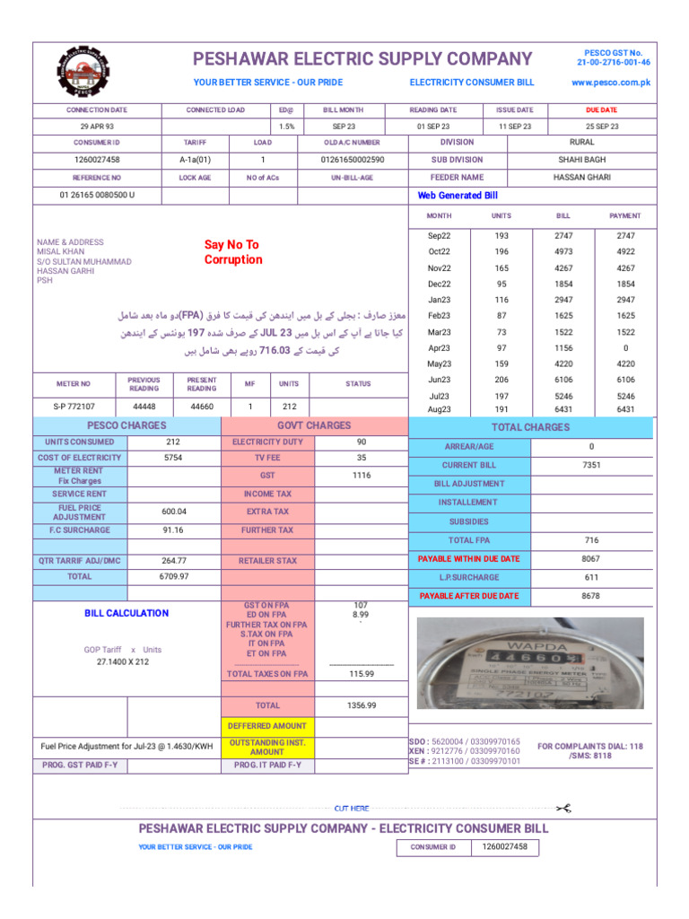 Pesco Online Bill