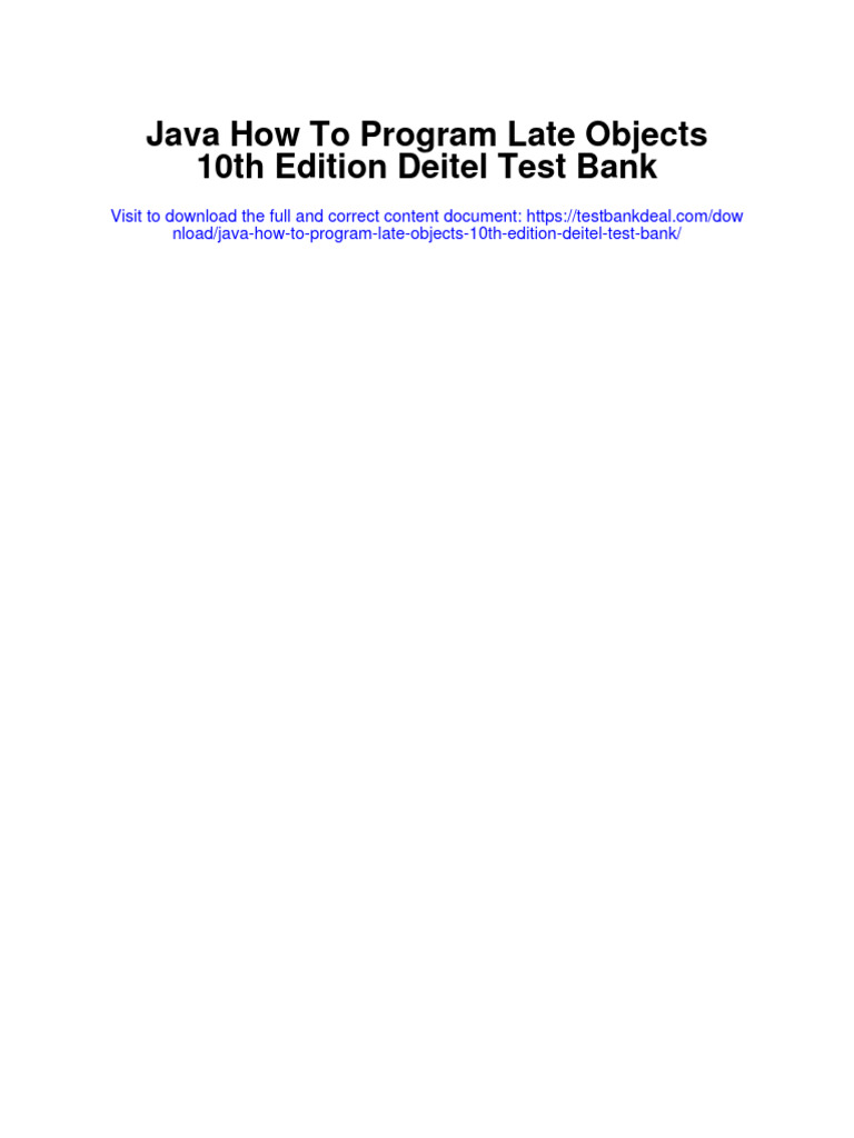 Java How To Program Late Objects 10th Edition Deitel Test Bank | PDF ...