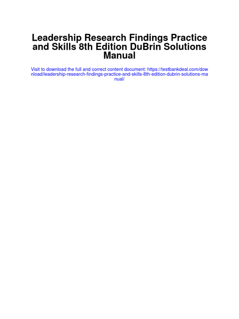 leadership research findings practice and skills dubrin