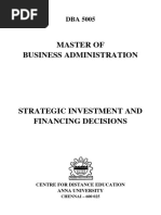 DBA 5005 Strategic Investment and Financing Decisions