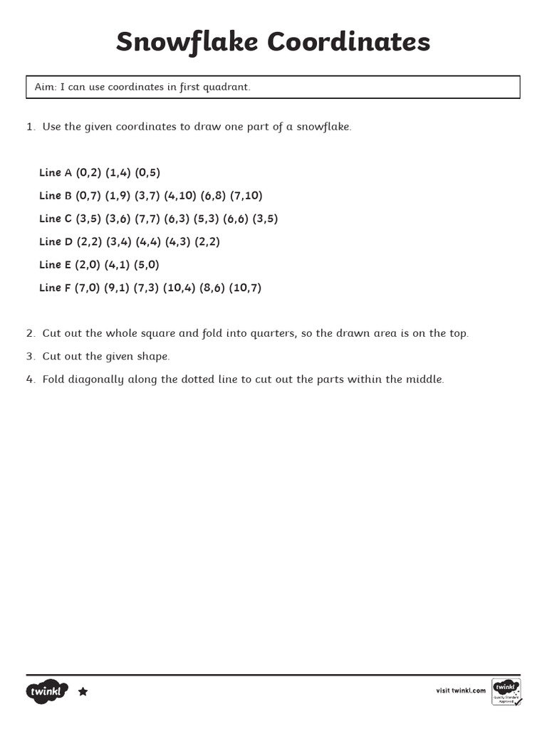 Snowflake Coordinate Drawing Activity | PDF | Cartesian Coordinate ...