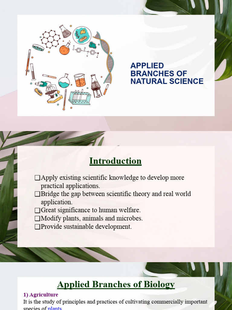 Applied Branches of Natural Science. | PDF | Biotechnology | Plants