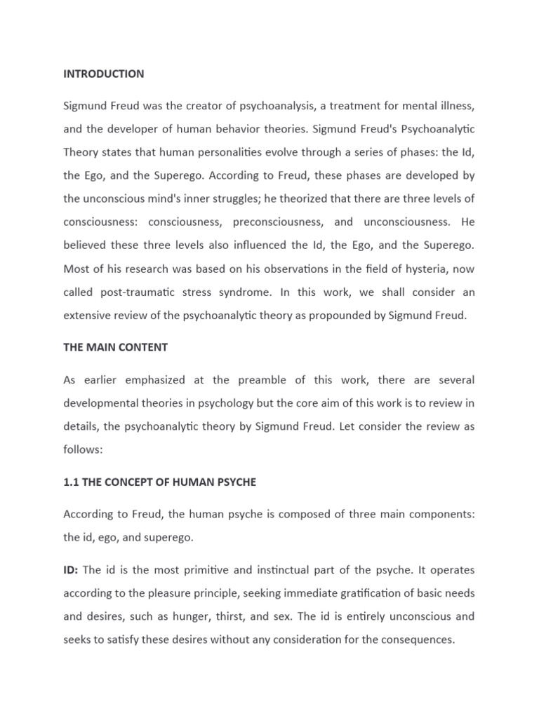 Freud's Psychoanalytic Theory Explained | PDF | Id | Psychoanalysis