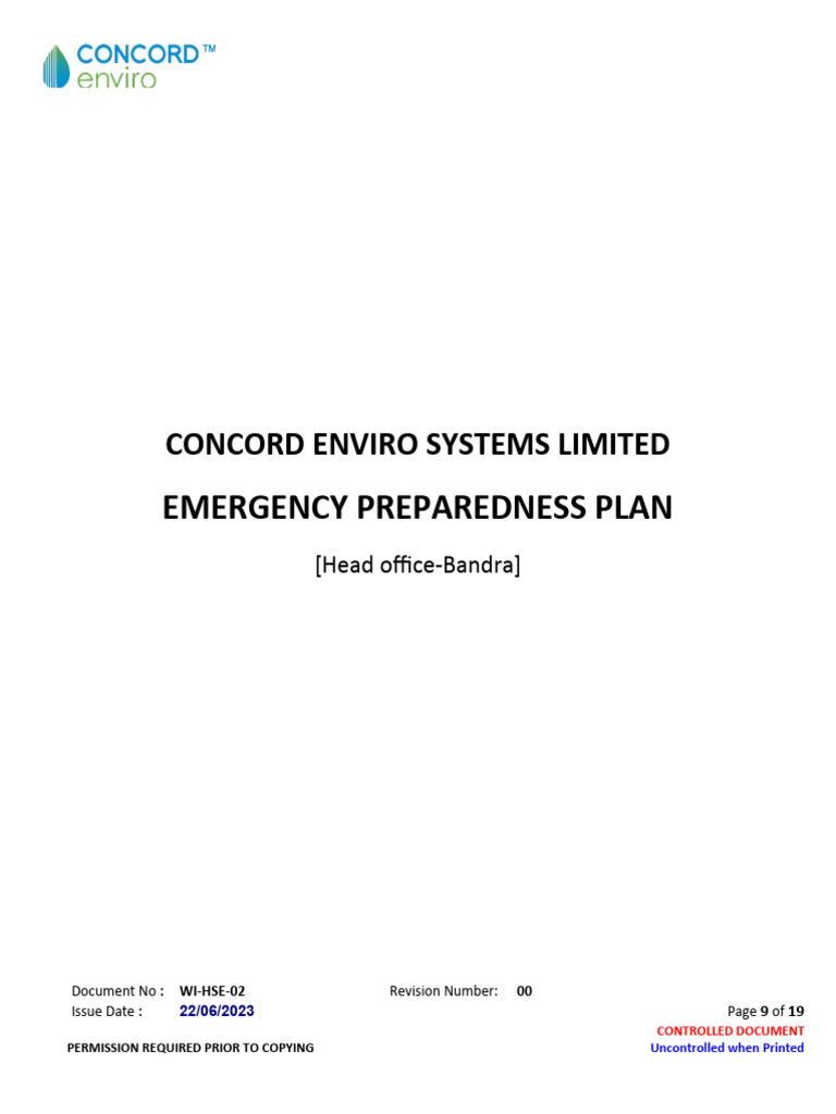 WI-HSE-02 Emergency Preparedness Plan - Bandra HO REV | PDF | Emergency ...