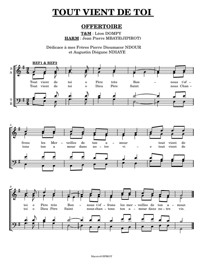 Tout vient de Toi - Offertoire | PDF