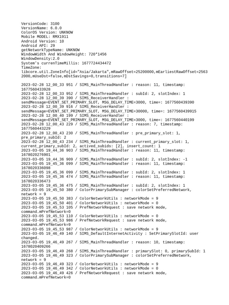 SIMS Main and Receiver Handler Logs | PDF | Mobile Linux | Personal ...
