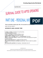 Speaking Aptis PART 1 Notes