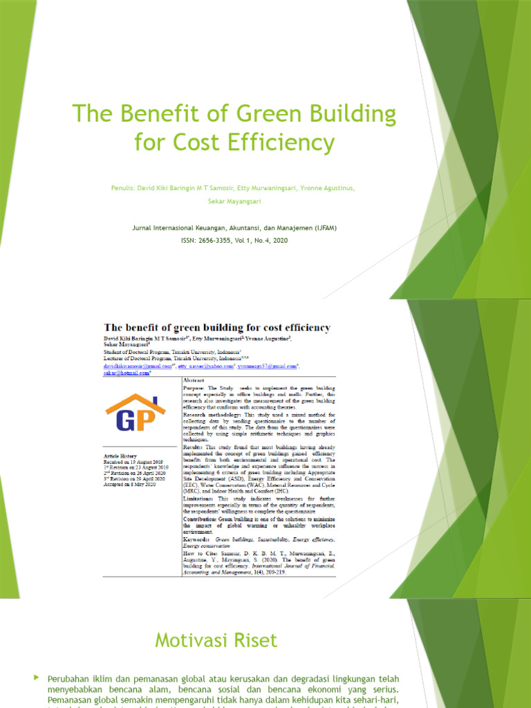 The Benefit of Green Building For Cost Efficiency PDF