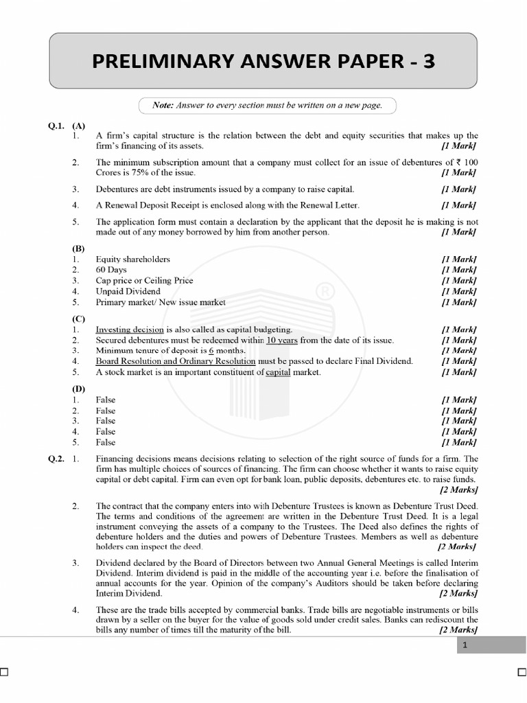 Std. 12th SP Practice Question Paper 3 Test Answers | PDF