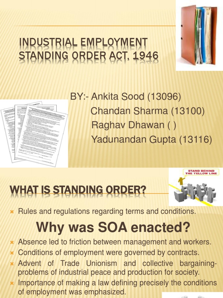Industrial Employment Standing Order Act, 1946 PDF Trade Union