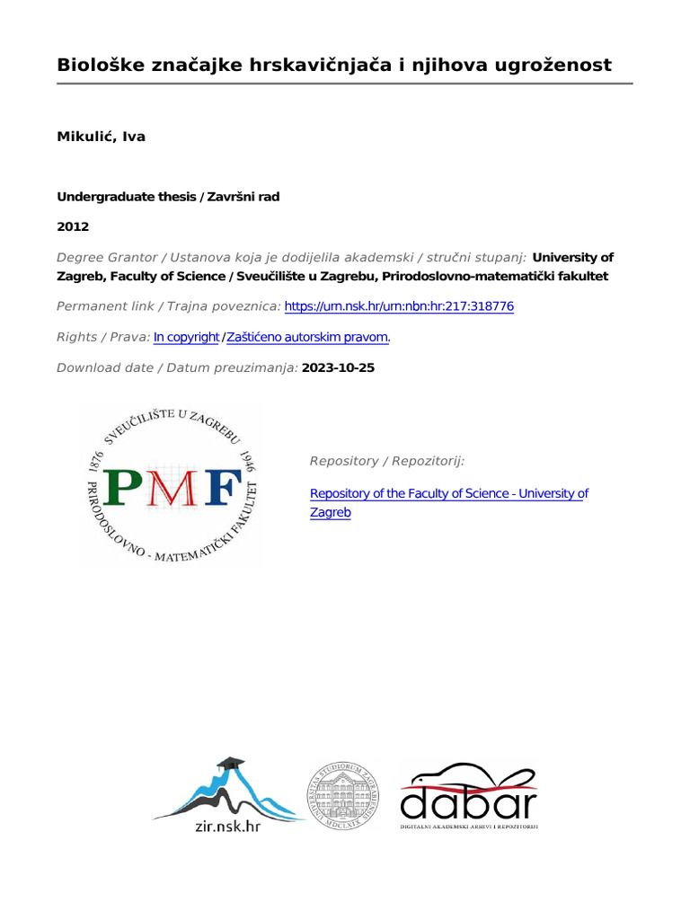 Mikulic Iva PMF 2012 Zavrs Sveuc | PDF