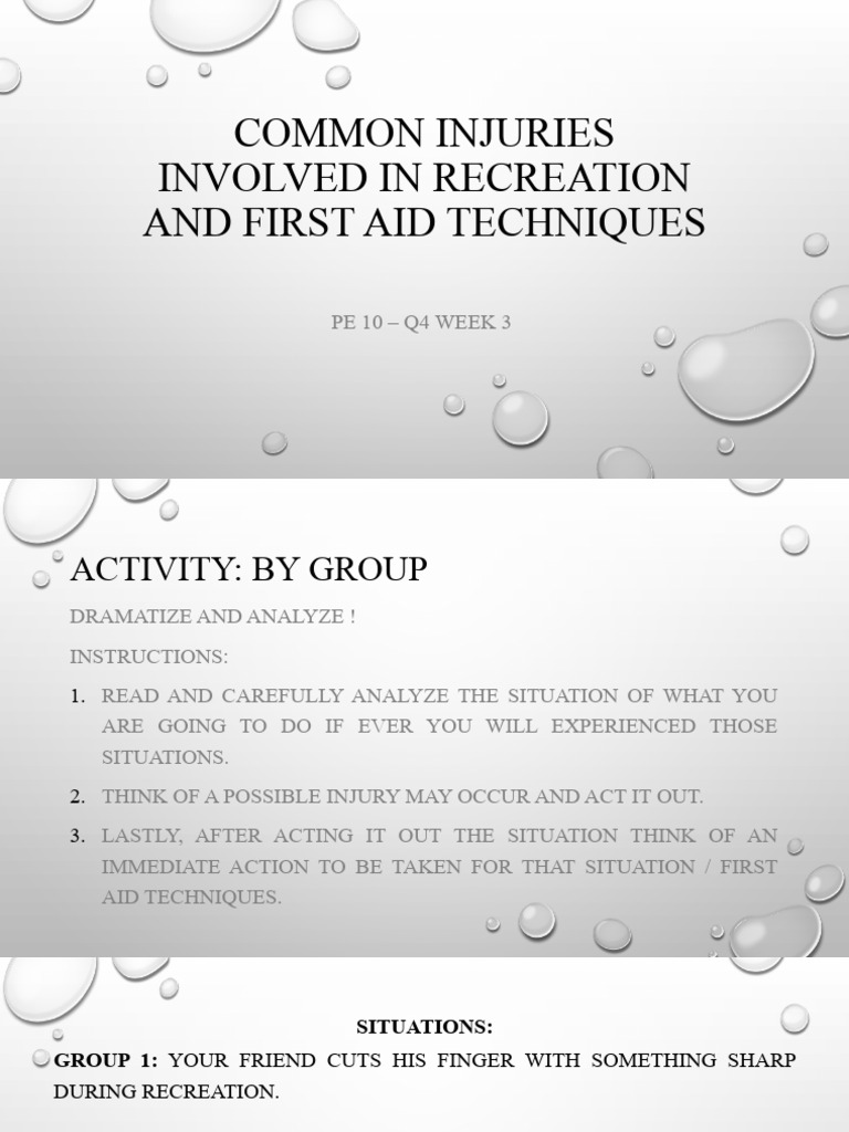 Common Injuries Involved In Recreation And First Aid Techniques PDF