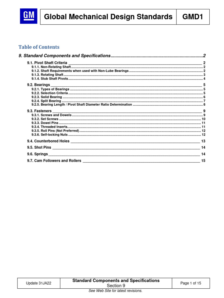 GMD1 - Section 09 - Standard Components and Specifications (Update ...