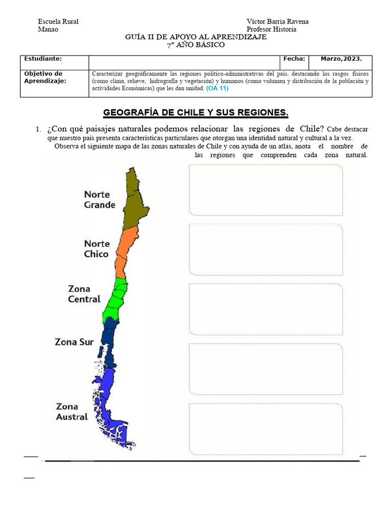 Geografía y Regiones de Chile 2023 | PDF | Chile