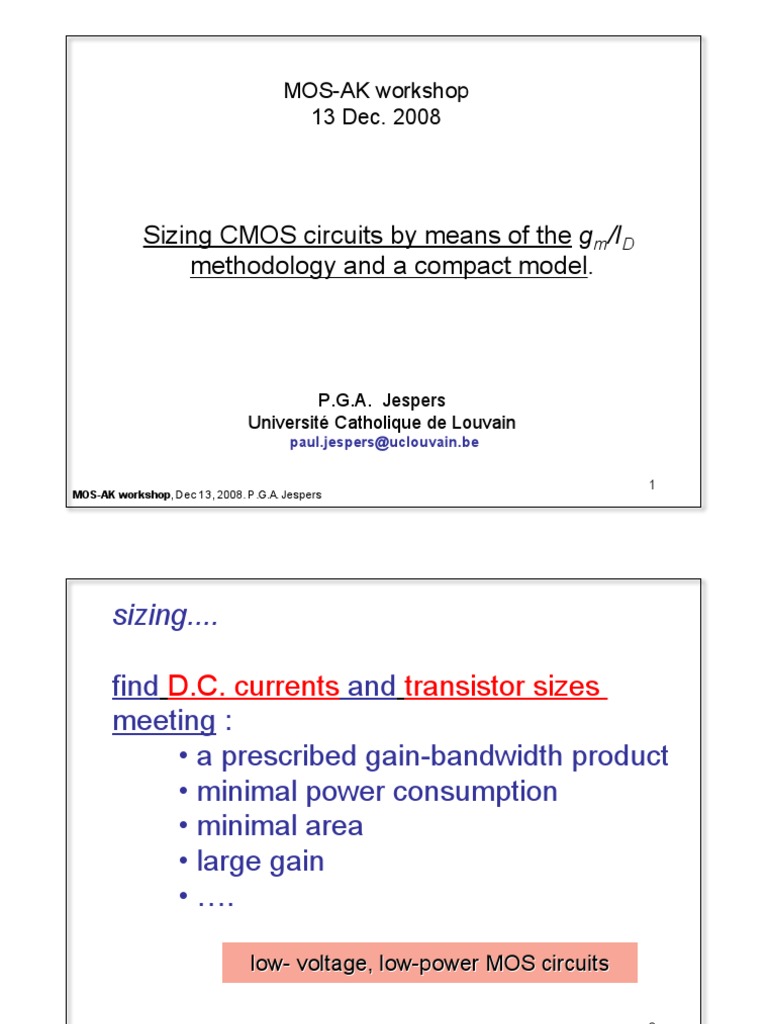 Sizing CMOS Circuits by Means of The G Methodology and A Compact Model ...