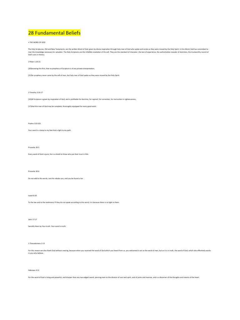 28 fundamental beliefs pdf glory religion god the father