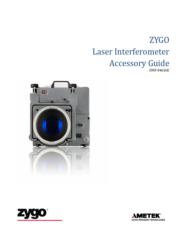 ZYGOLaser Interferometer Accessory Guide PDF Interferometry