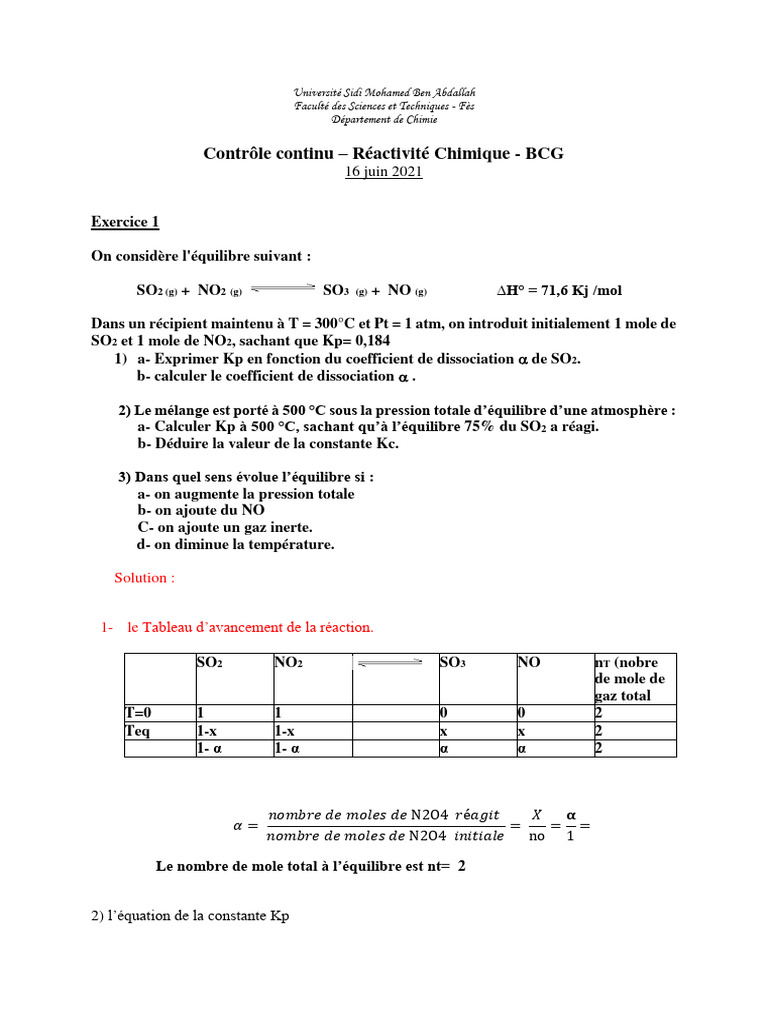 Réactivité Chimique : Équilibres et pH | PDF | Équilibre chimique ...