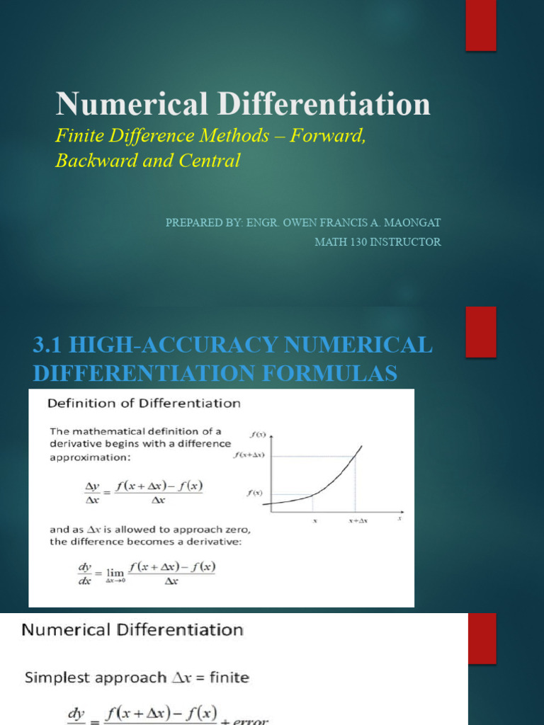 11 12 Numerical Differentiation Rev 1 PDF Finite Difference