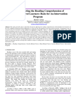 Factors Affecting The Reading Comprehension of Intermediate Level Learners: Basis For An Intervention Program