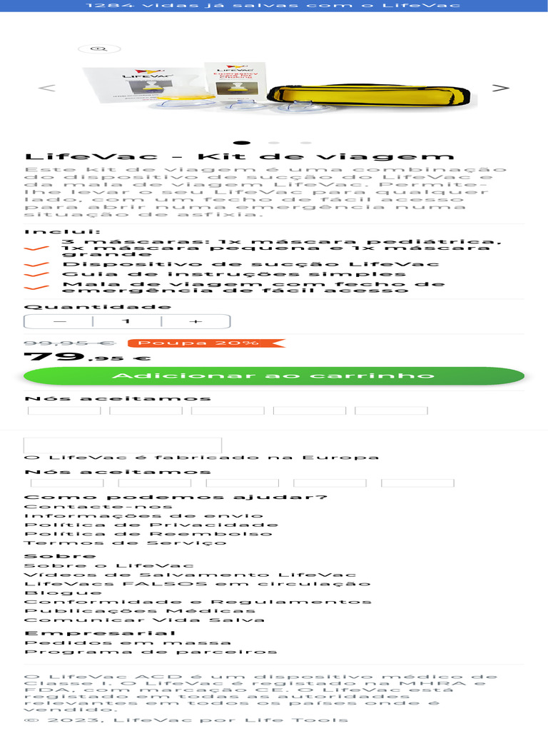 Kit de Viagem LifeVac para Emergências | PDF