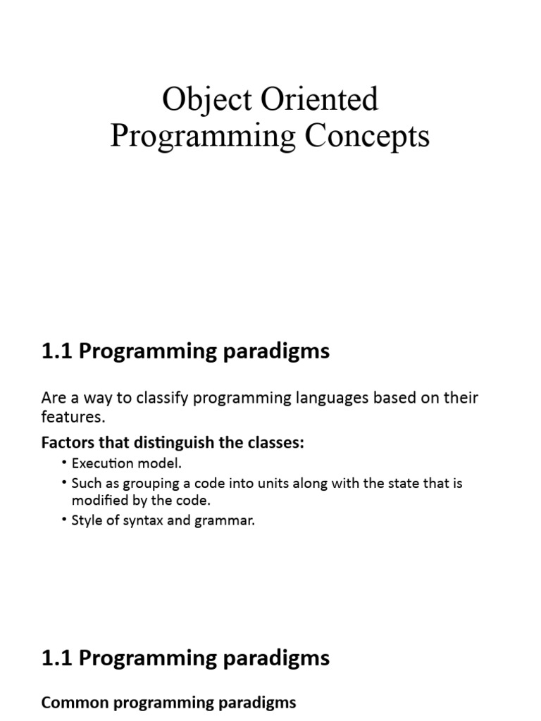 Topic 1 - Object Oriented Programming Concepts | PDF | Object Oriented ...