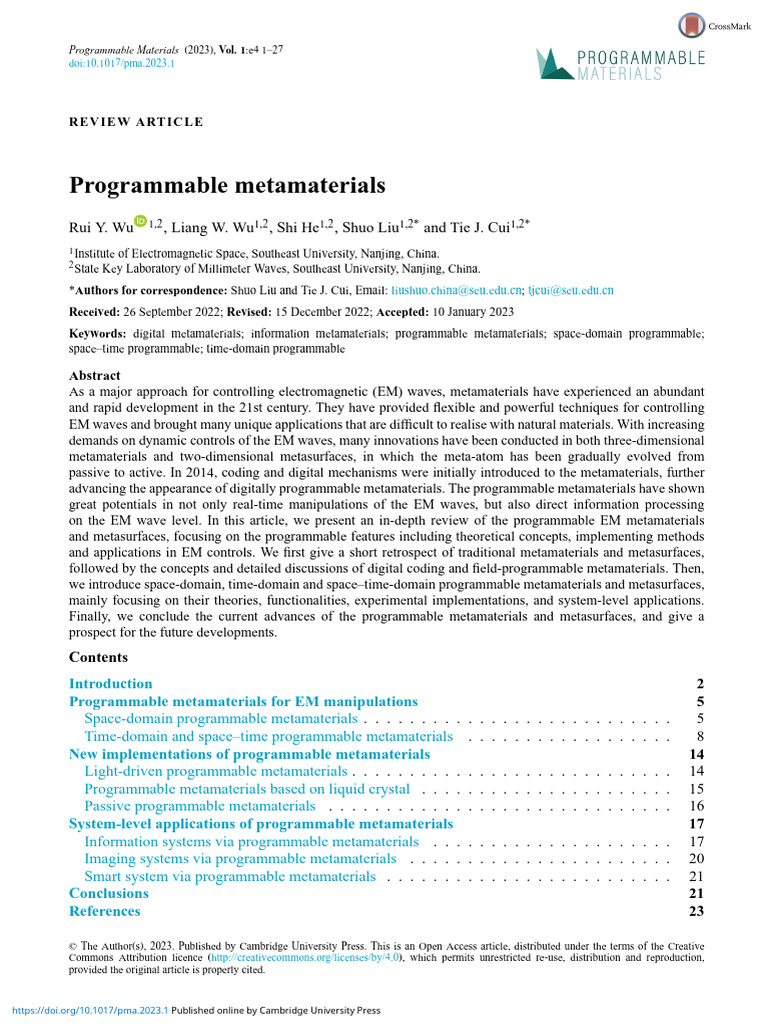 Programmable Metamaterials Pdf Metamaterial Electrical Engineering