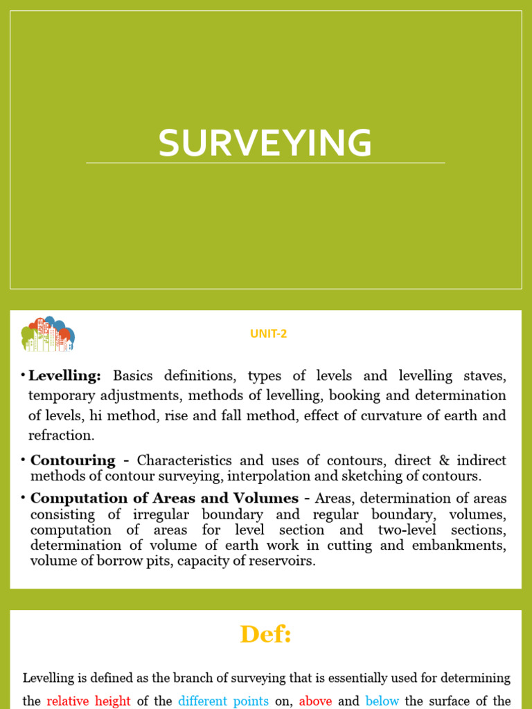 Unit 2 Surveying Pdf Contour Line Sea Level
