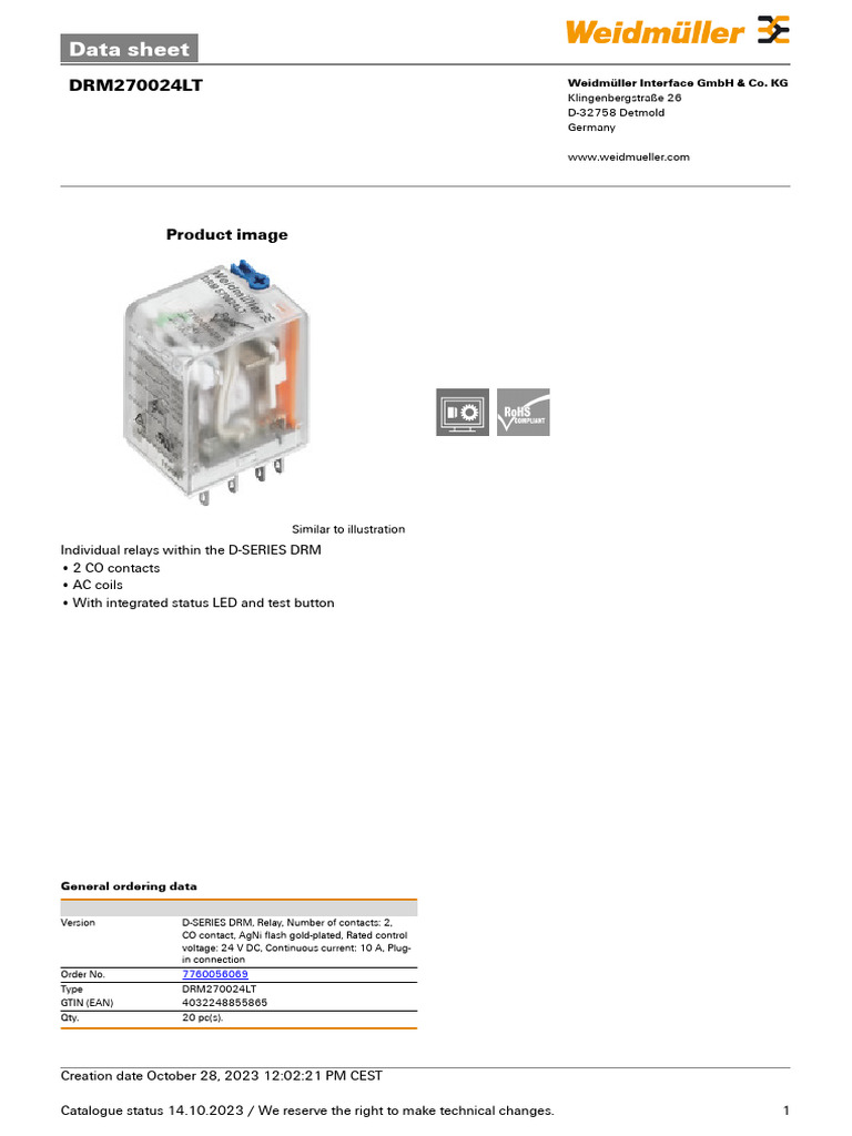 DRM270024LT en | PDF | Relay | Alternating Current
