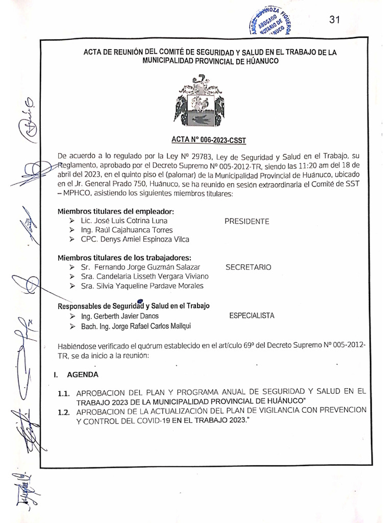 Plan y Programa Anual de Seguridad y Salud en El Trabajo 2023 | PDF