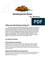 October 2023 Kindergarten Newsletter Wentworth 1