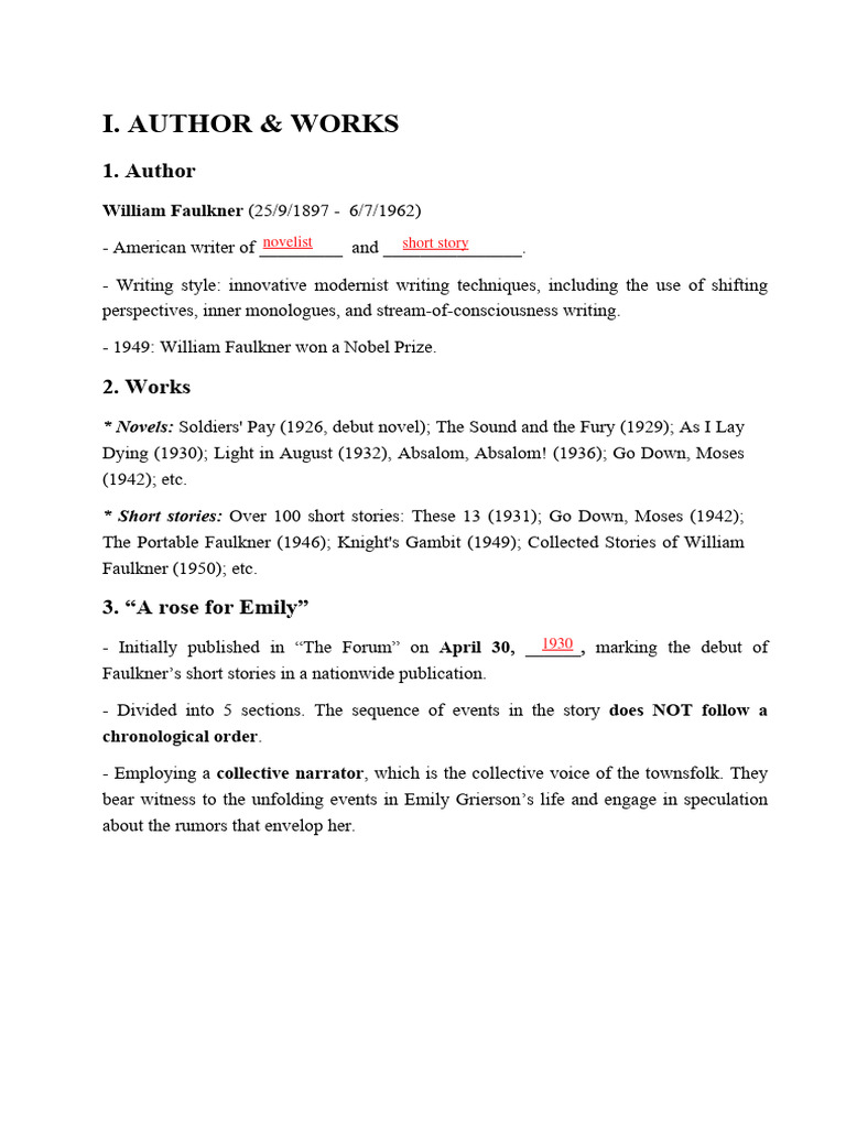 A Rose For Emily PDF William Faulkner
