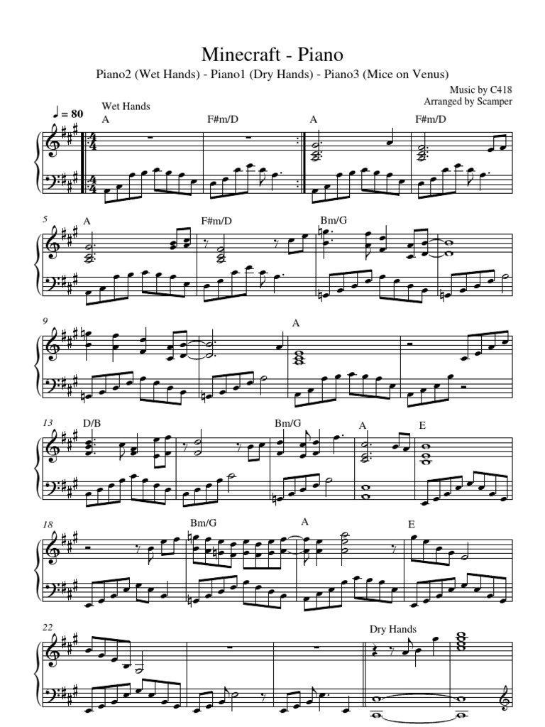 Minecraft Piano - Piano - Sheet Music