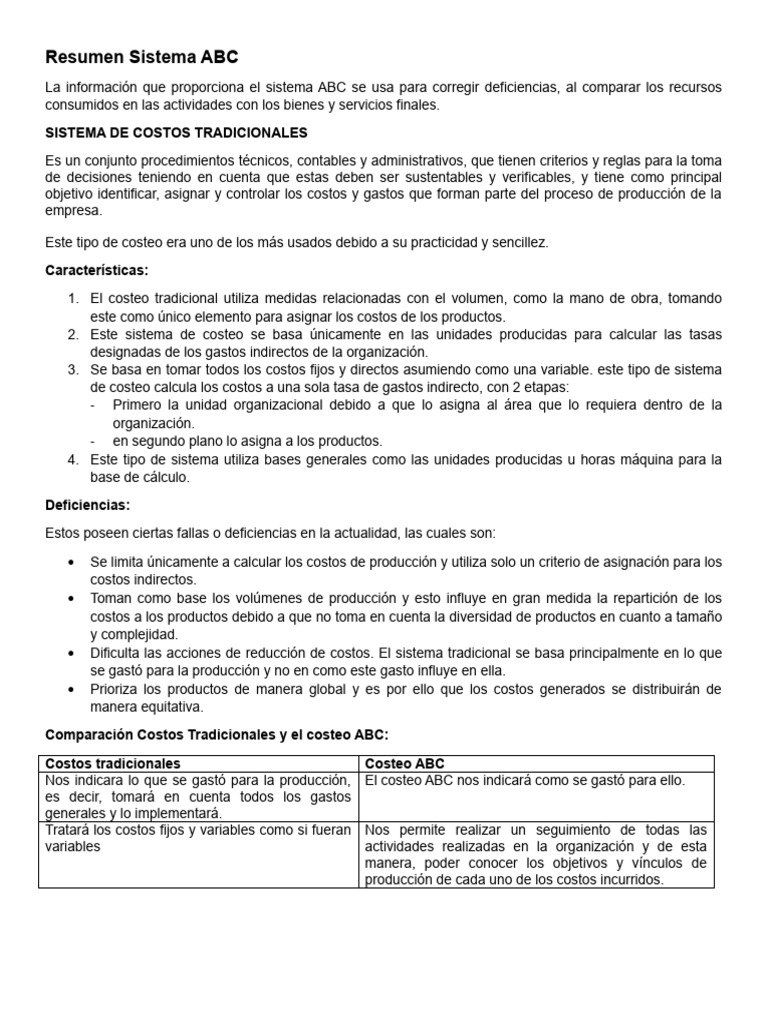 Comparativa entre Costeo Tradicional y ABC | PDF | Presupuesto | Business