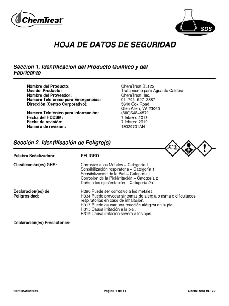 BL122 Spanish SDS | PDF | Alergia | Agua