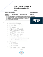 C.U.Shah University: Winter Examination-2015