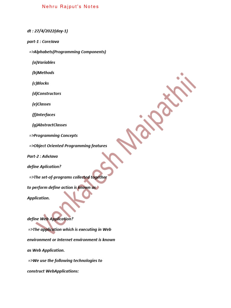 Advanced Java Full Notes Till 20 June | PDF | Databases | Java ...